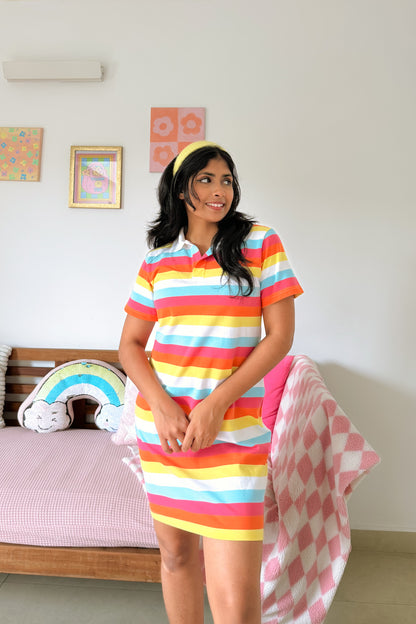 Rainbow Whimsy Polo Dress