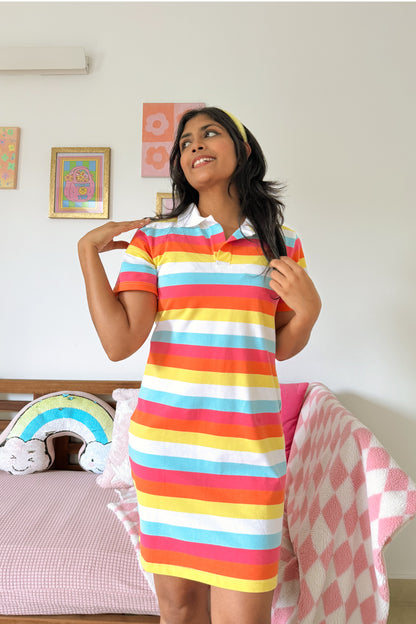 Rainbow Whimsy Polo Dress