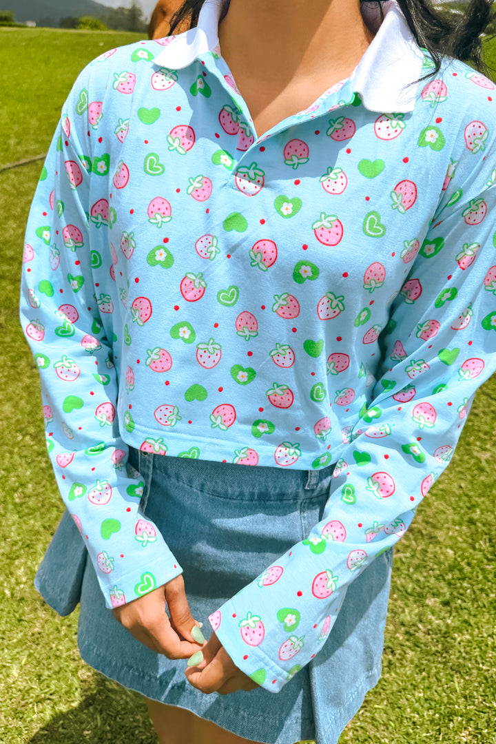 Sweetheart Berry Polo Neck Pullover