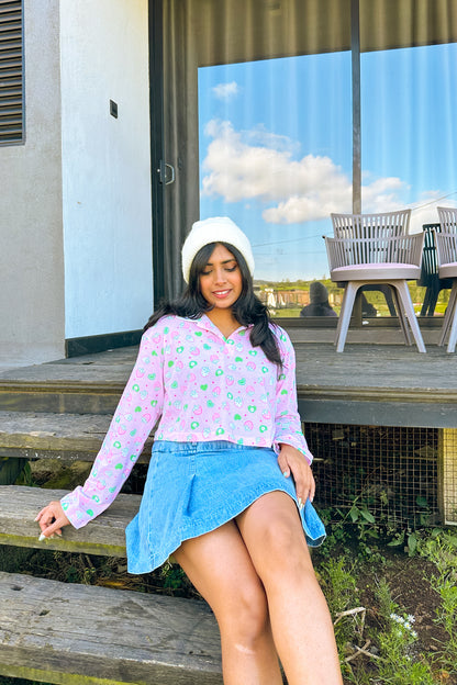 Sweetheart Berry Polo Neck T Shirt