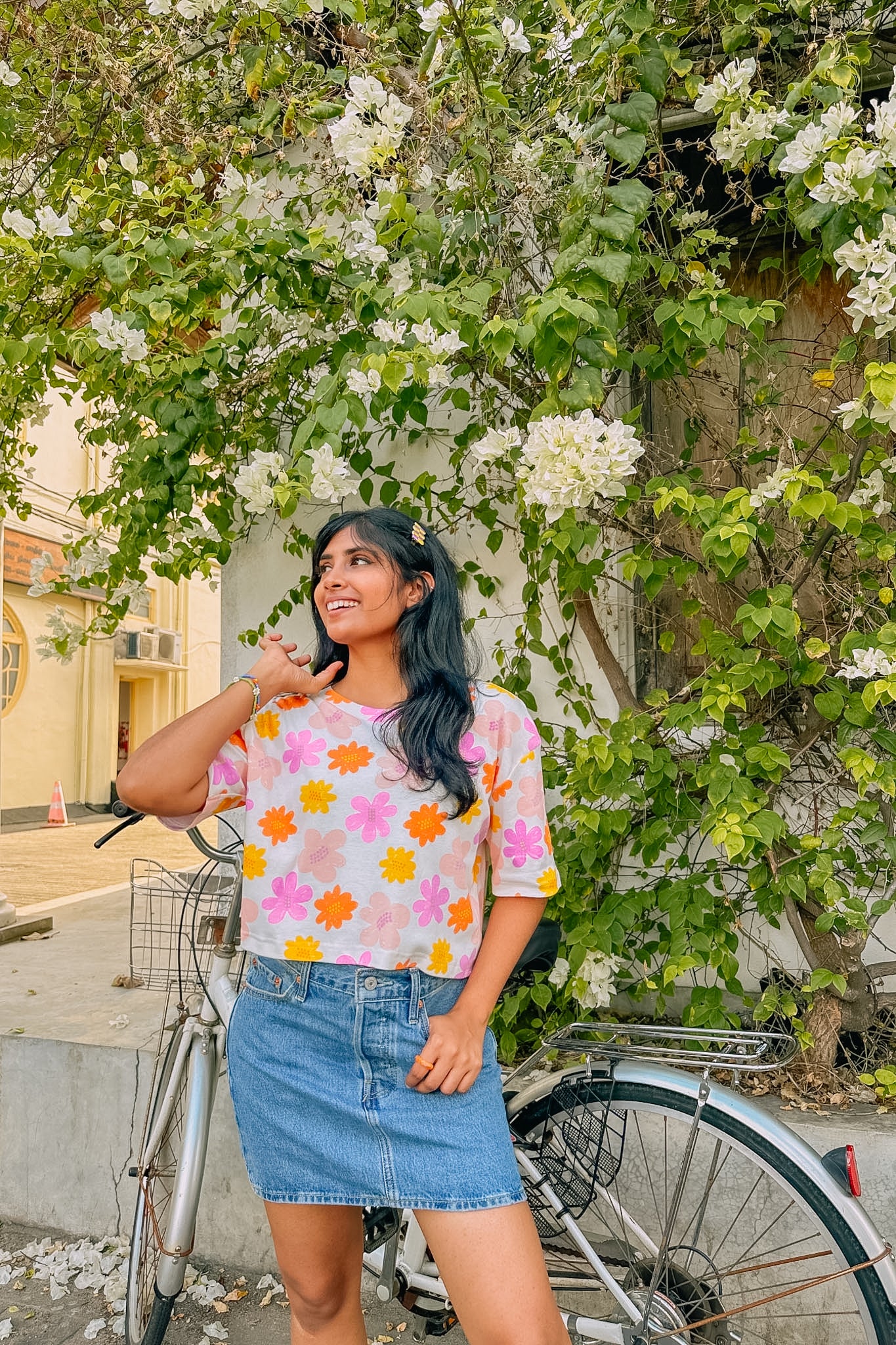 Sunny Petals Oversize Crop Tee