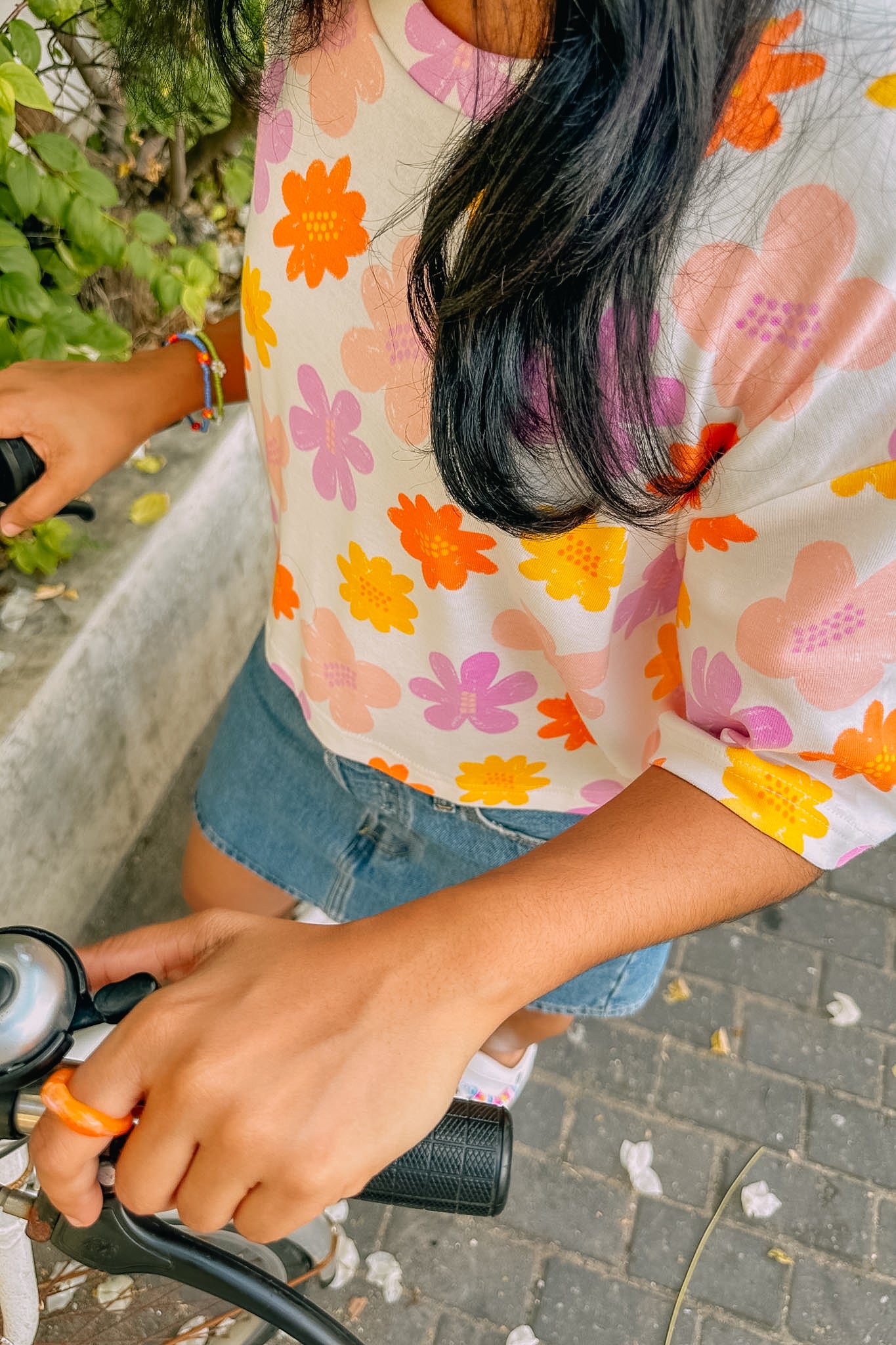 Sunny Petals Oversize Crop Tee